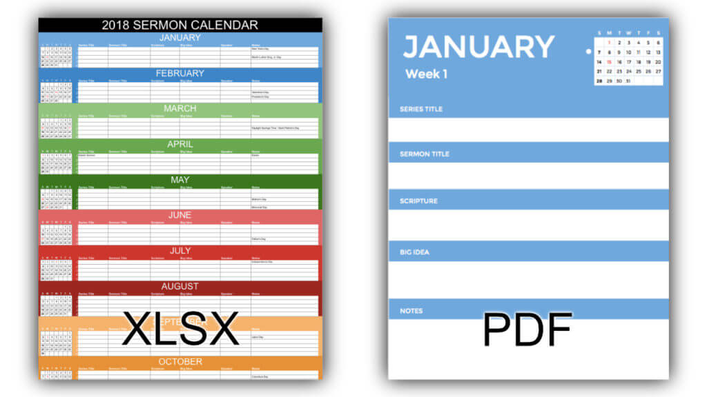 2018 Sermon Calendar