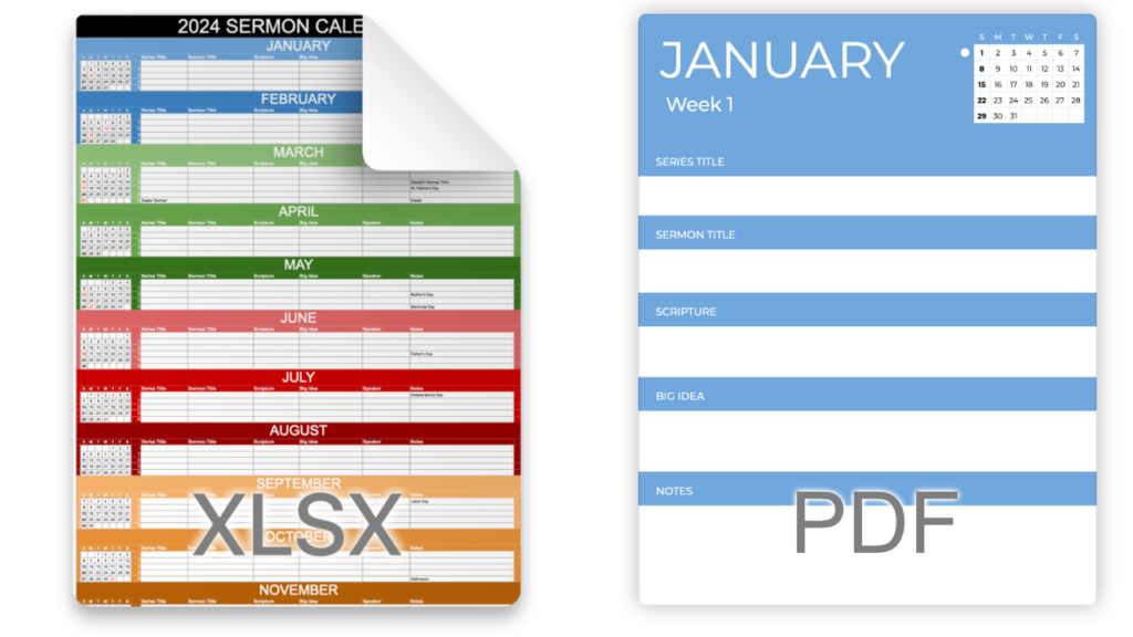 2024 Sermon Calendar example